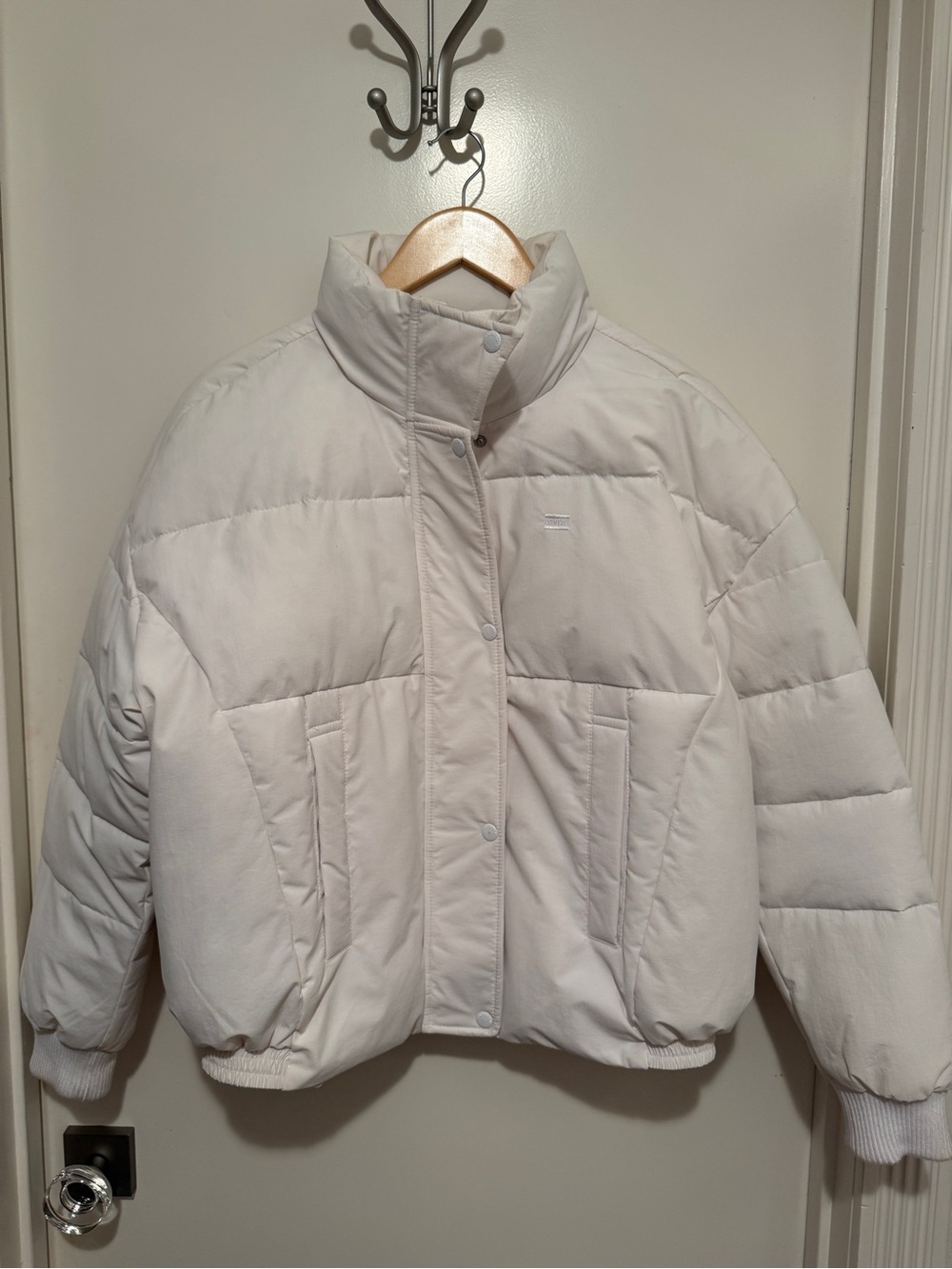 Levi's White Puffer Jacket with High Collar